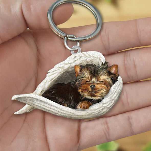 Angel 🪽 wings covering are sleeping bestie fur buddies memories Keychain