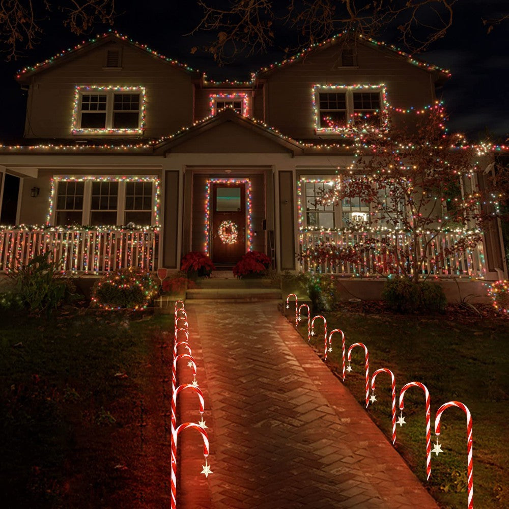 🎄 Christmas Solar Candy Cane Lamp Set of 8 – Brighten Your Holiday Nights!