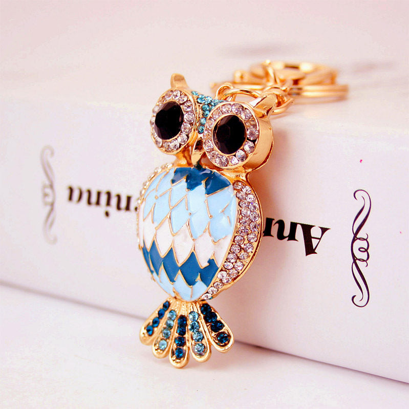 Creative Cartoon Diamond Owl Car Keychain Pendant