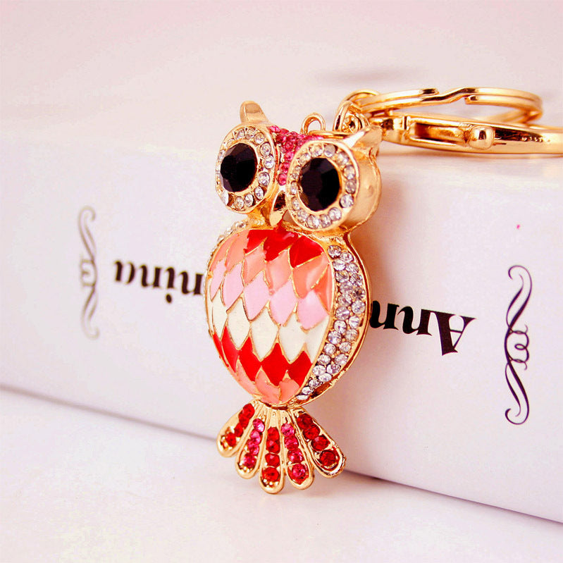 Creative Cartoon Diamond Owl Car Keychain Pendant