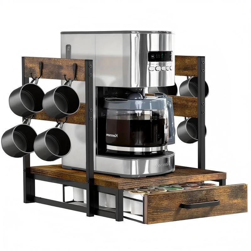All-in-One Coffee Bar Organizer with Pod Storage and Cup Holder: