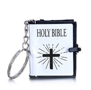 Mini English HOLY BIBLE Key Chains Real Paper Readable Bible Christian Keyrings Car Key Chains