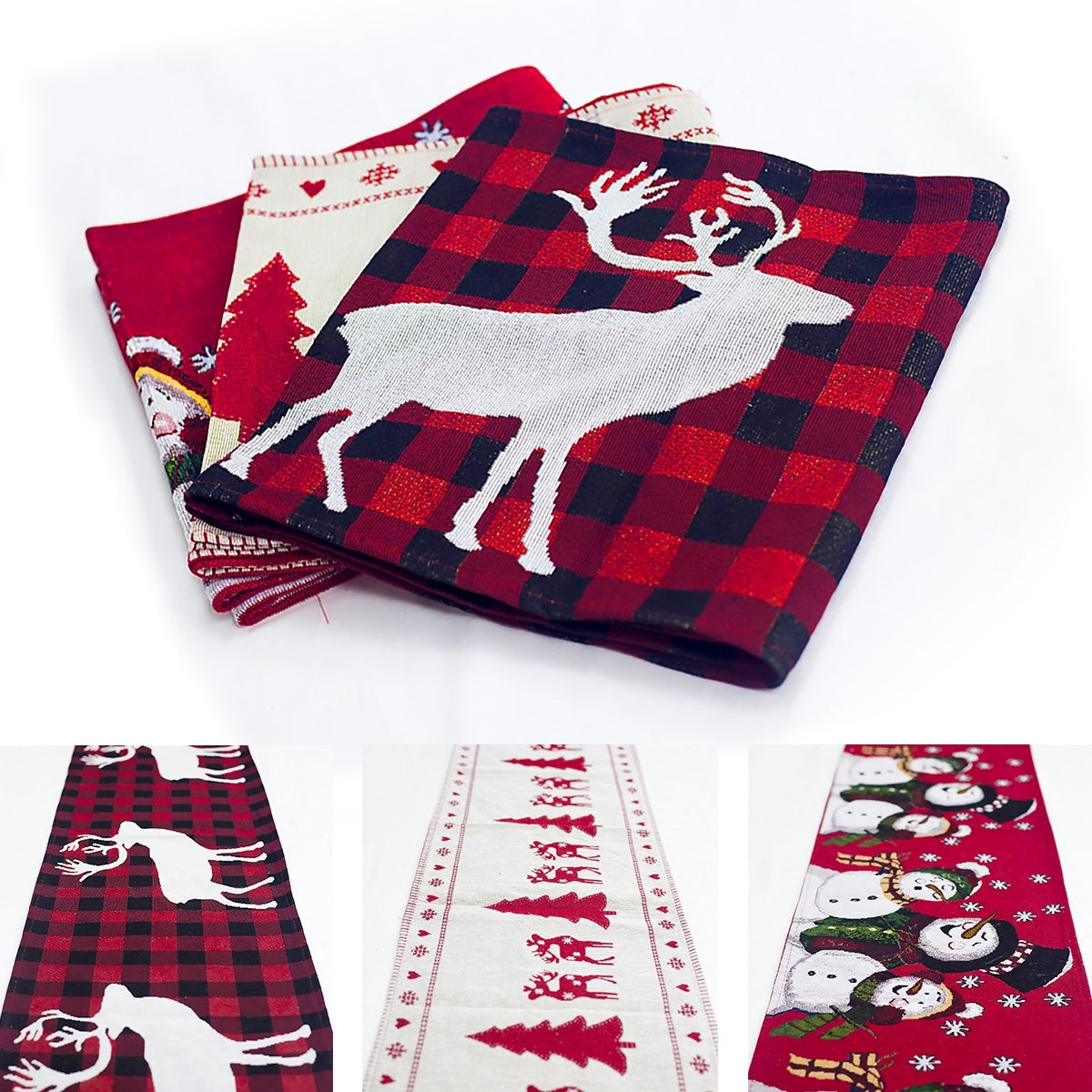 Christmas Elk Snowman Table Runner Merry Christmas Decorations Table Runners