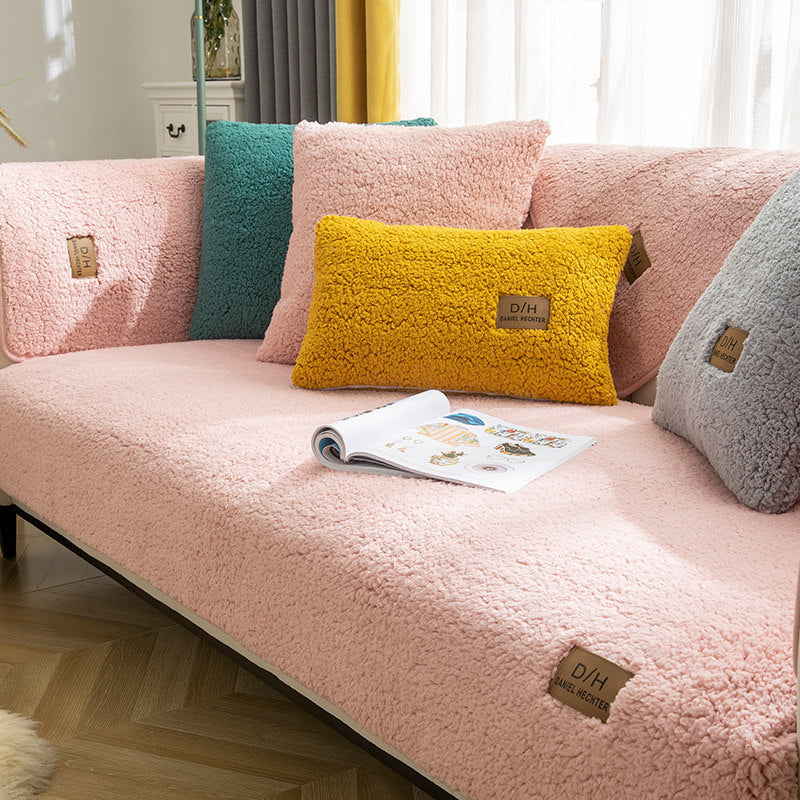Modern Wool-Feel Sofa Blanket – Plush, Anti-Slip Couch Cover