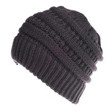 Mixed Color Knitted Wool Hat Ladies Ponytail Hat