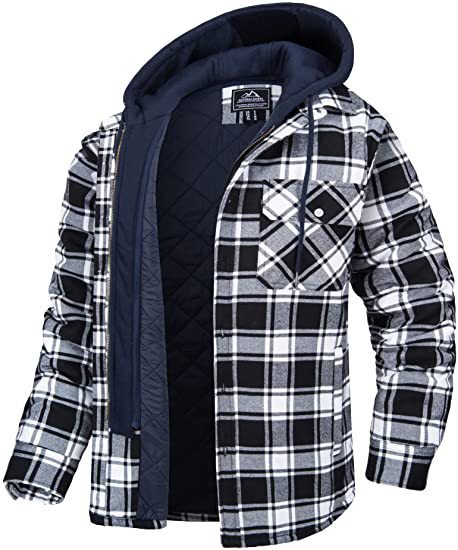Men's Plaid Hooded Winter Jacket