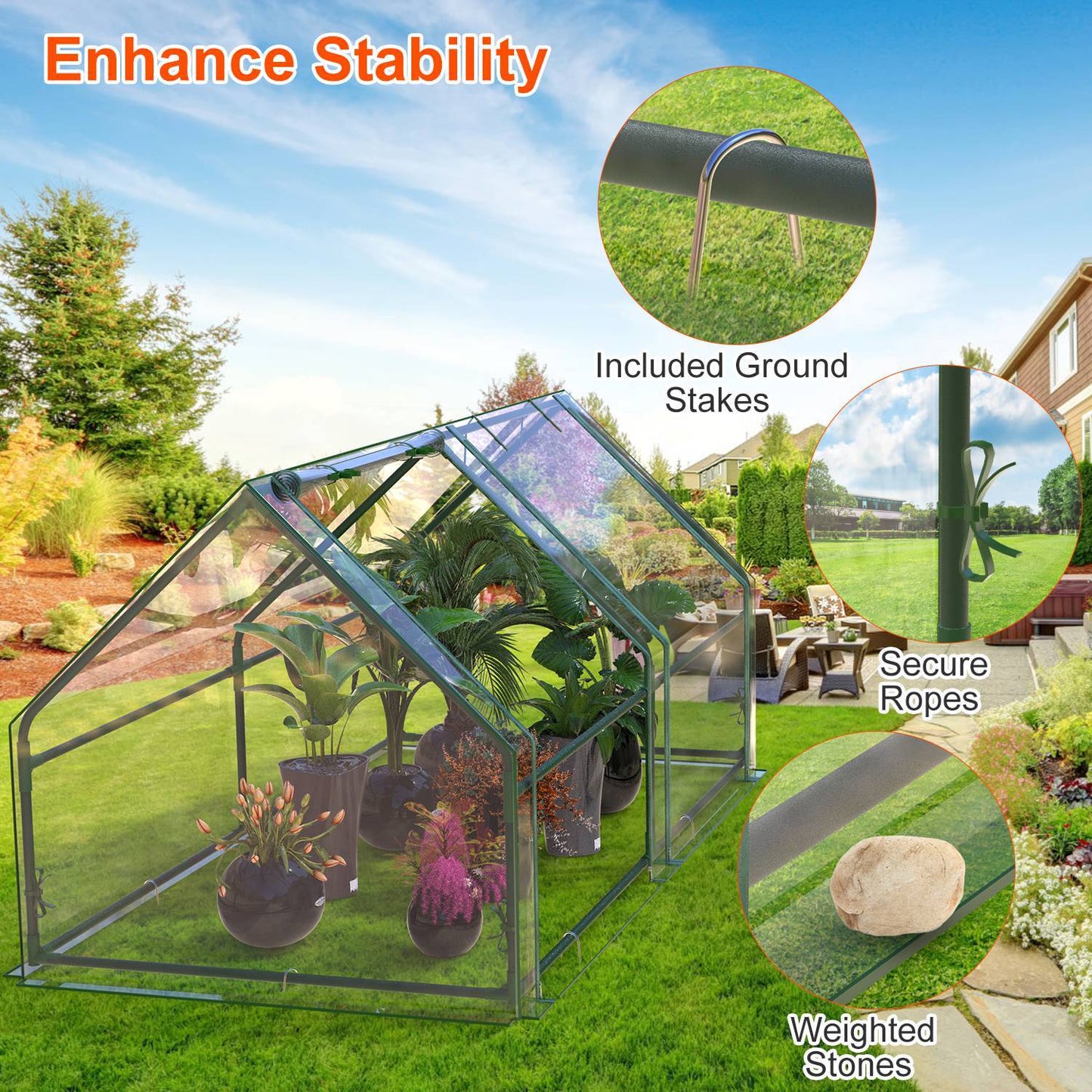 Mini greenhouse With Roll-Up Zipper Doors