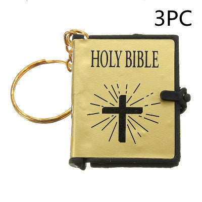 Mini English HOLY BIBLE Key Chains Real Paper Readable Bible Christian Keyrings Car Key Chains
