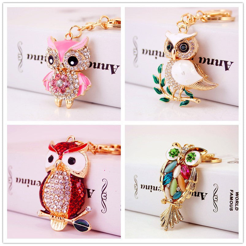 Creative Cartoon Diamond Owl Car Keychain Pendant