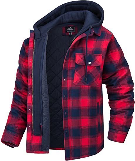 Men's Plaid Hooded Winter Jacket