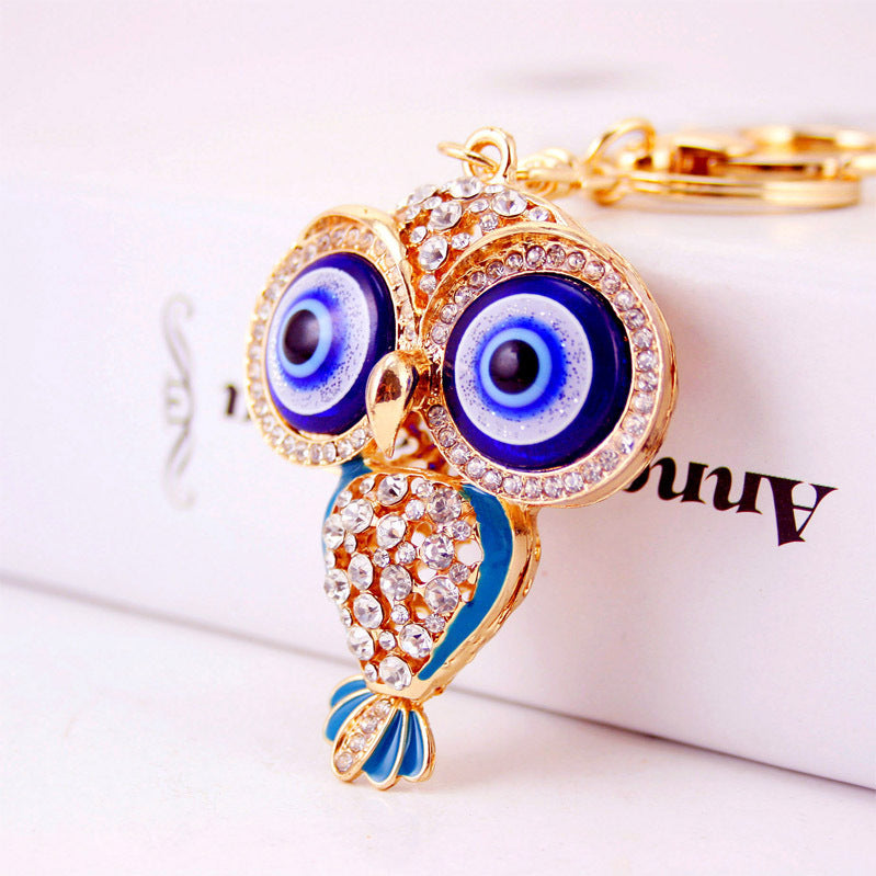 Creative Cartoon Diamond Owl Car Keychain Pendant