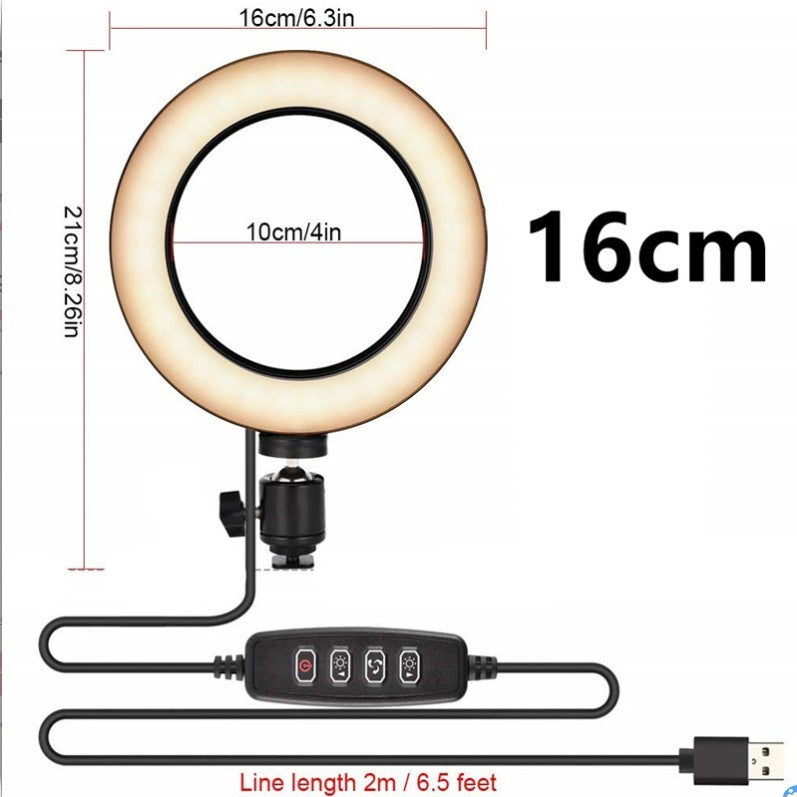 Sheila Merchandise adjustable phone stand for live streaming with a 16cm ring light and control remote