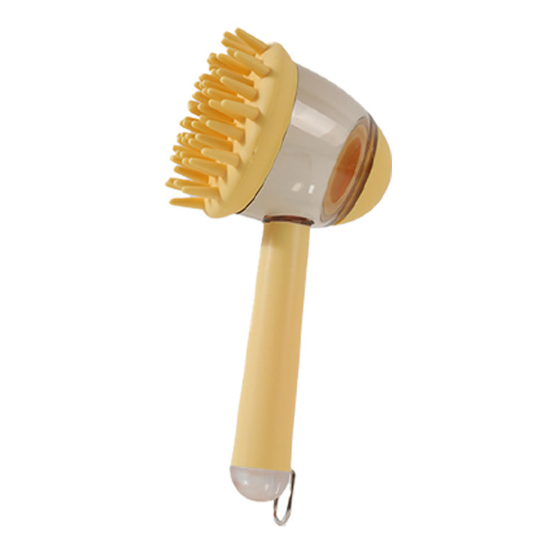 Sheila Merchandise 3 In 1 Bath Brush for Dogs and Cats all-in-one pet grooming brush with soft yellow bristles and ergonomic handle