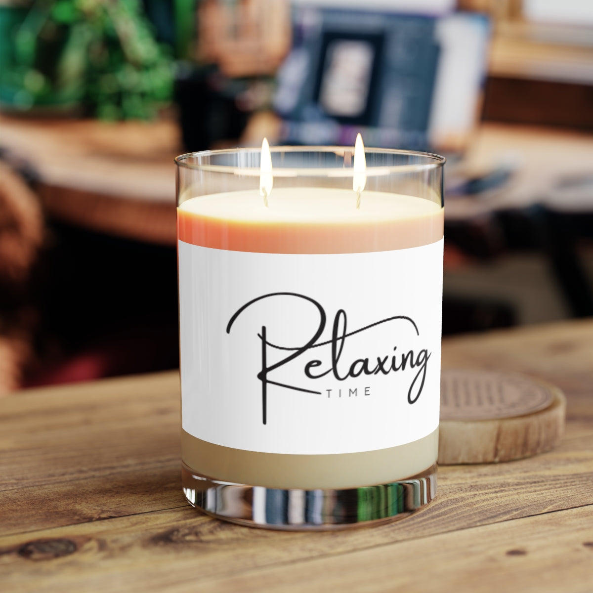 Aromatic candles home decor featuring a relaxing design with two wicks in a glass jar