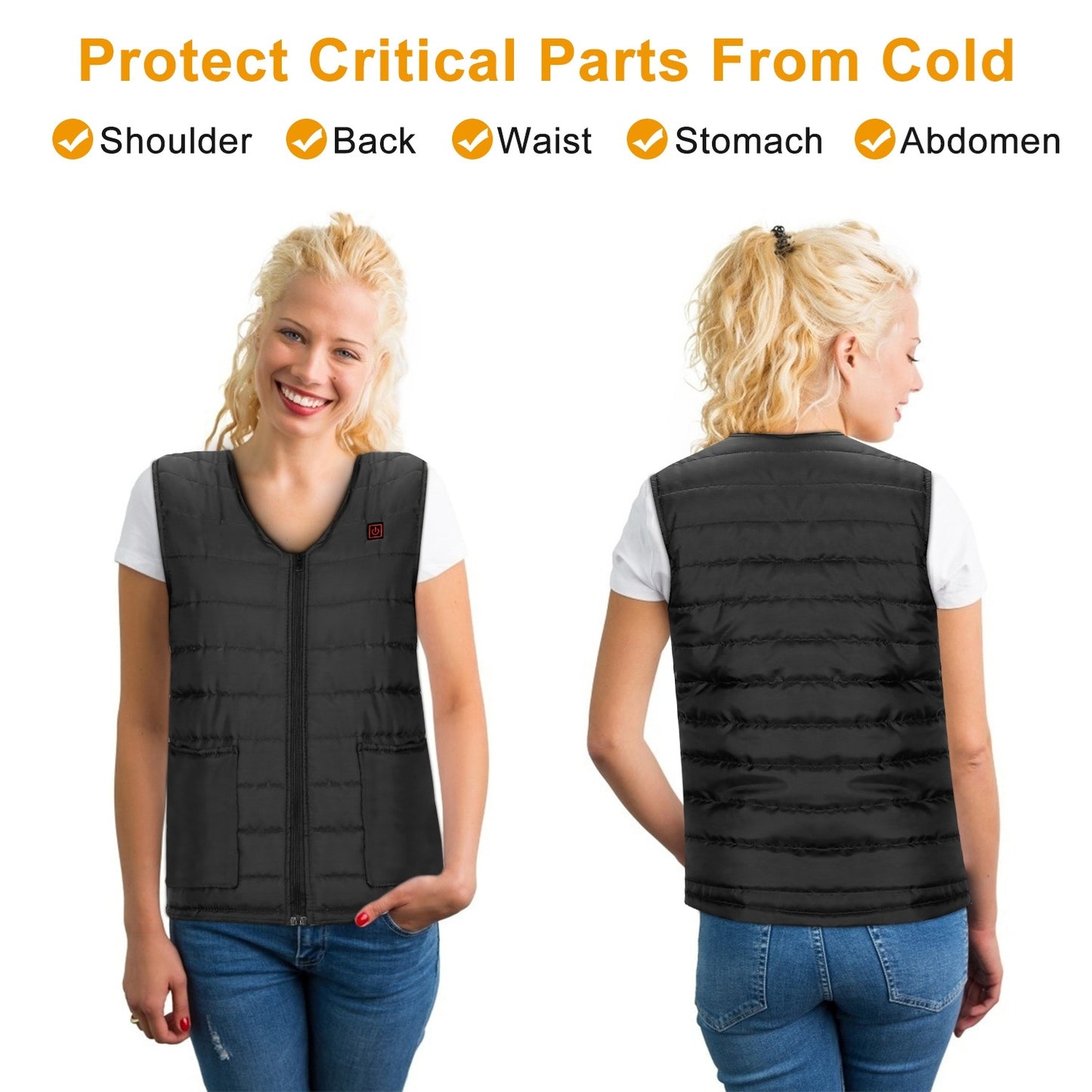Winter Heated Vest with 10 Heating Pads, USB Adjustable Temperature Gear for Men & Women, Outdoor Warm Heat Coat