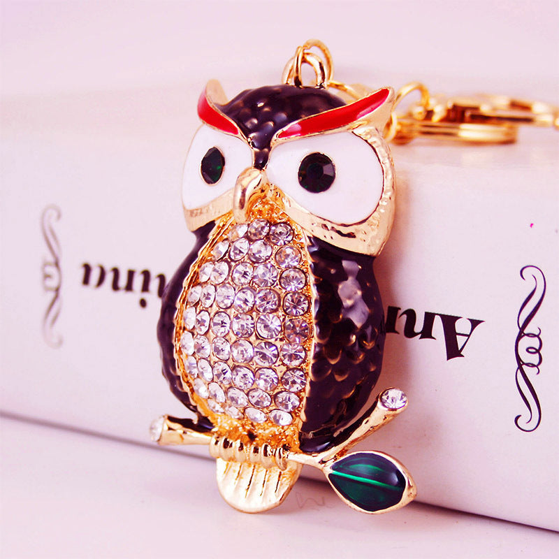 Creative Cartoon Diamond Owl Car Keychain Pendant