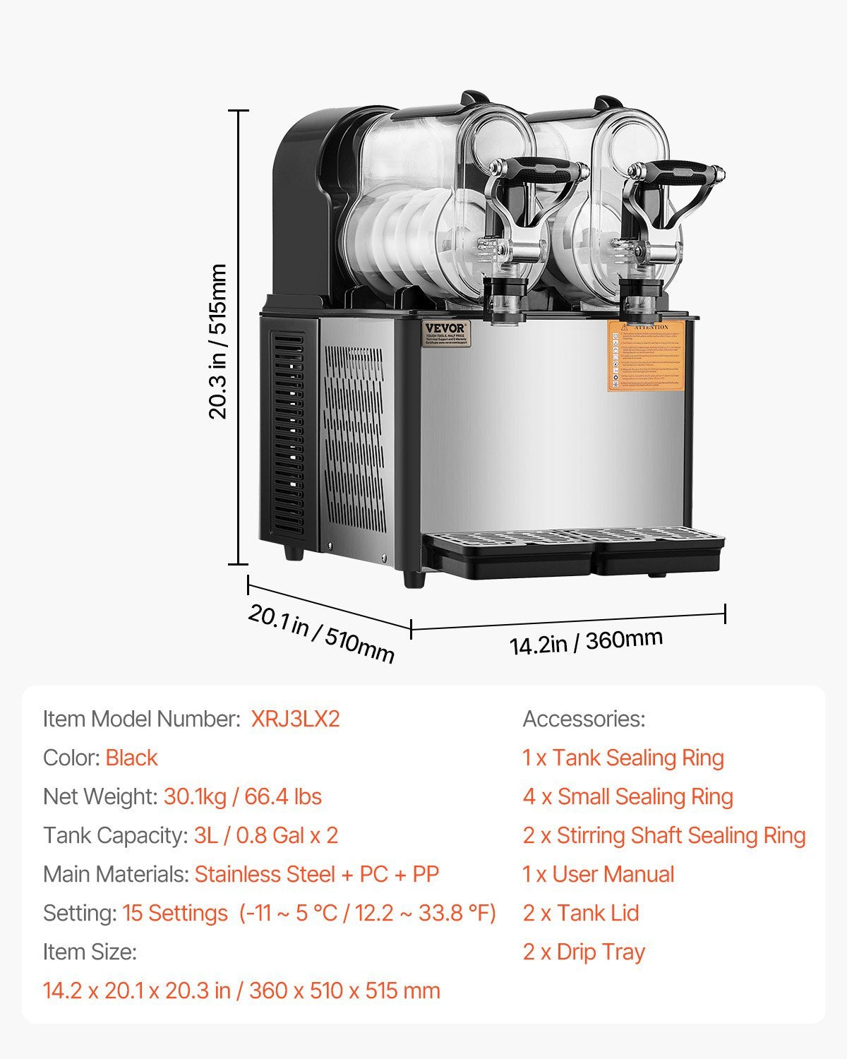 Slush Beverage Dispenser with Temperature Retention.