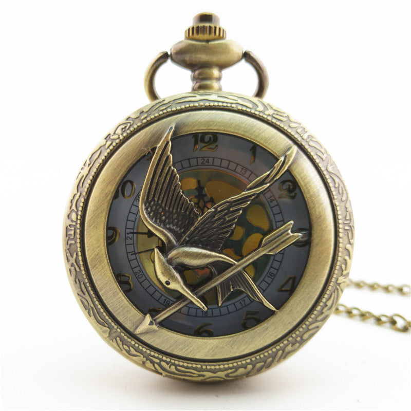 Elegant Vintage Pocket Watch – Retro Bird & Arrow Design Gift Idea"