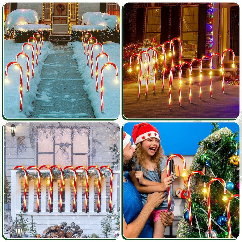 🎄 Christmas Solar Candy Cane Lamp Set of 8 – Brighten Your Holiday Nights!