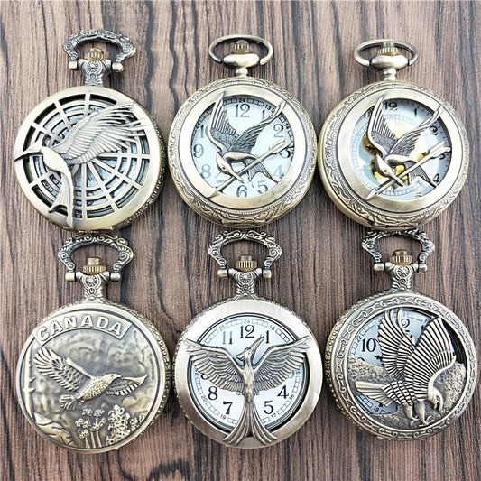 Elegant Vintage Pocket Watch – Retro Bird & Arrow Design Gift Idea"
