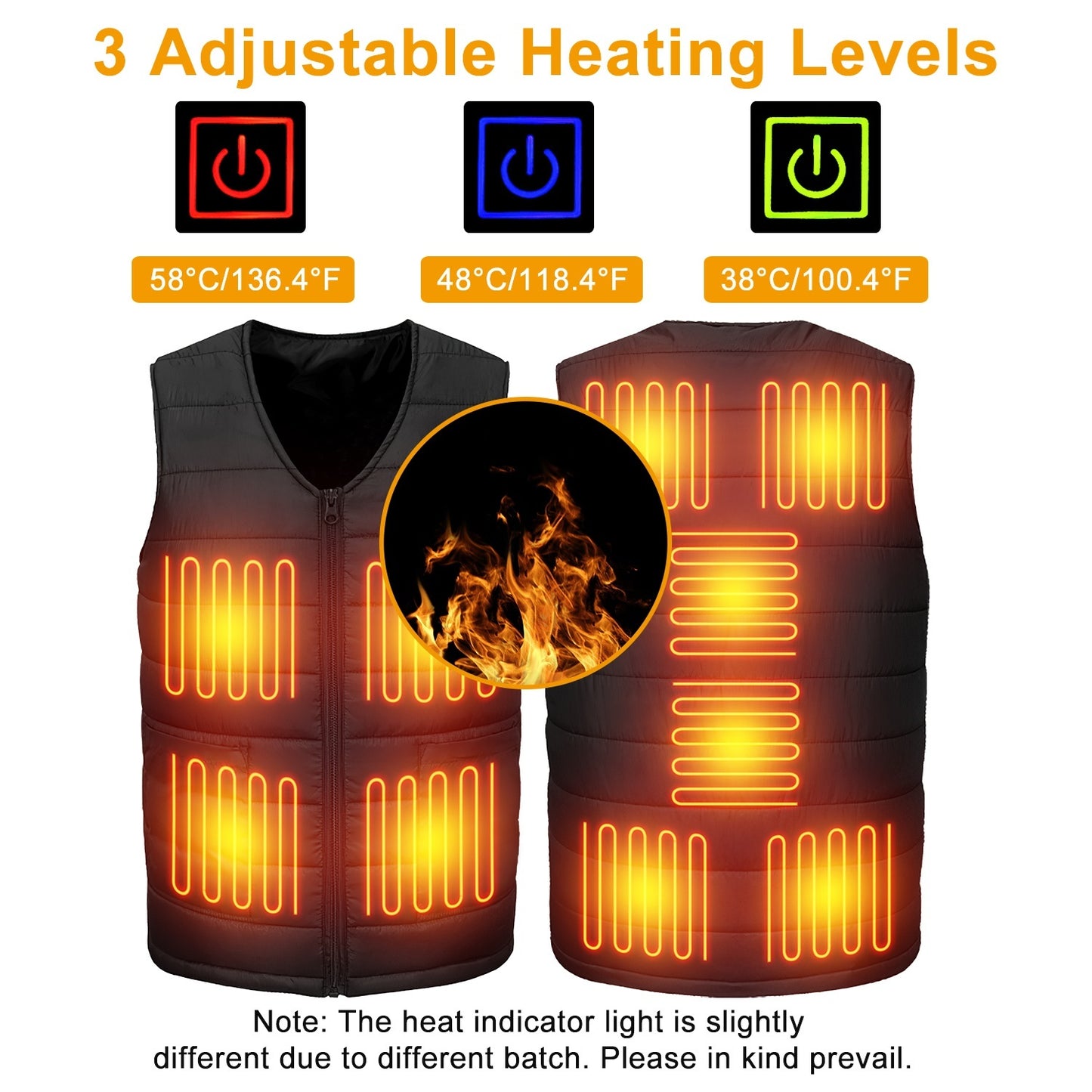Winter Heated Vest with 10 Heating Pads, USB Adjustable Temperature Gear for Men & Women, Outdoor Warm Heat Coat