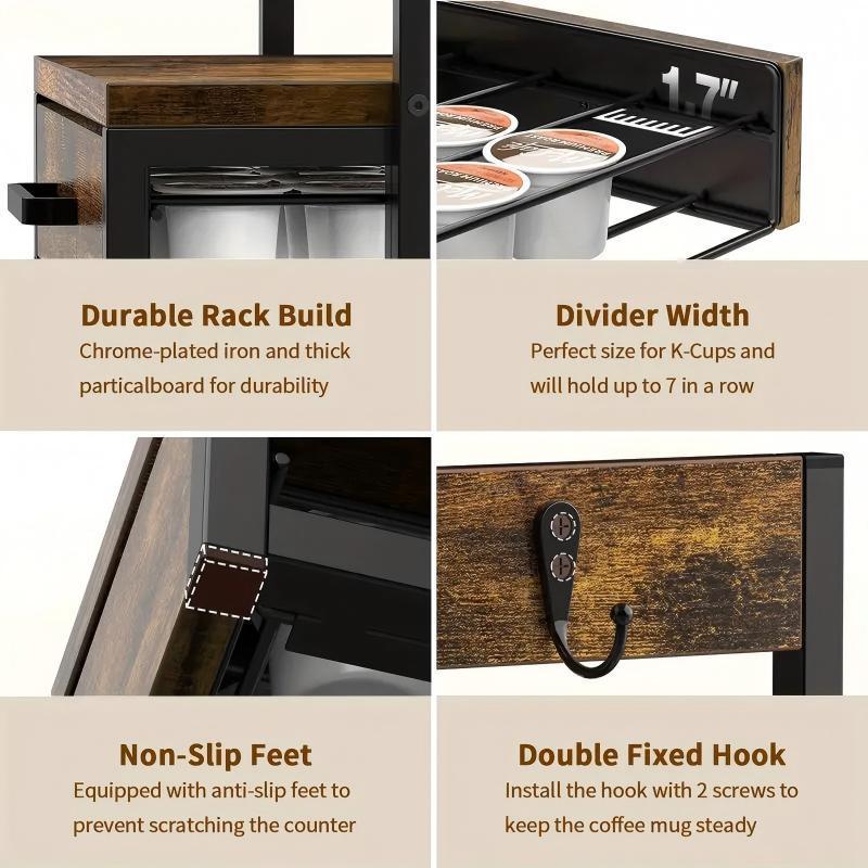 All-in-One Coffee Bar Organizer with Pod Storage and Cup Holder: