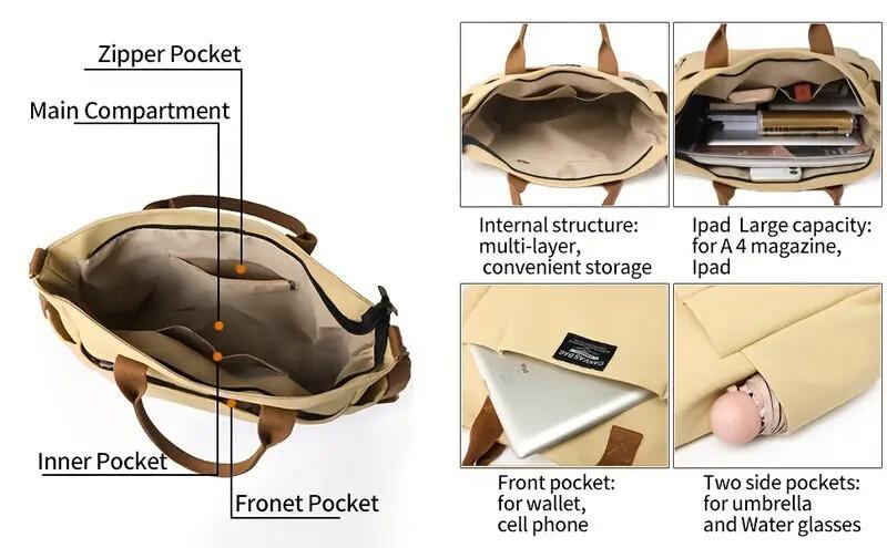 Sheila Merchandise retro multi pocket shoulder bag for women with zipper, inner, front, and side pockets
