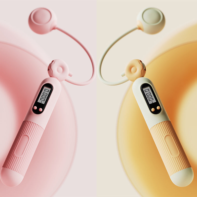 Cardio jump rope with counter in pink and beige colors with adjustable skip length from Sheila Merchandise