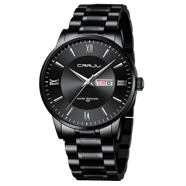 Sheila Merchandise men's black casual business watch with metal band high-quality business watch