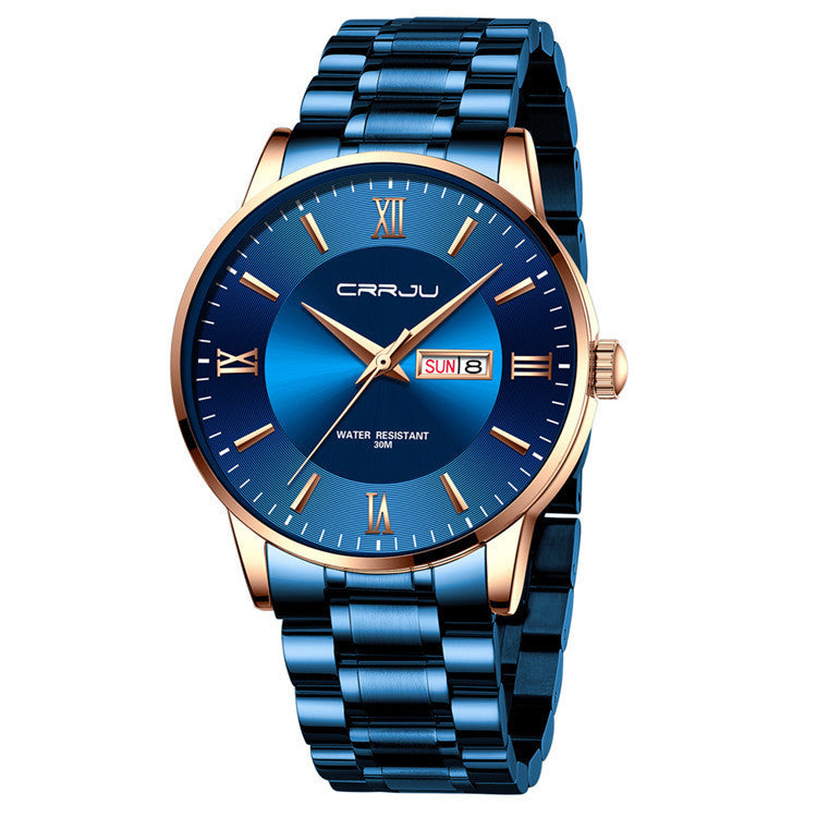 Men's high-quality business watch with blue dial and metal strap by Sheila Merchandise