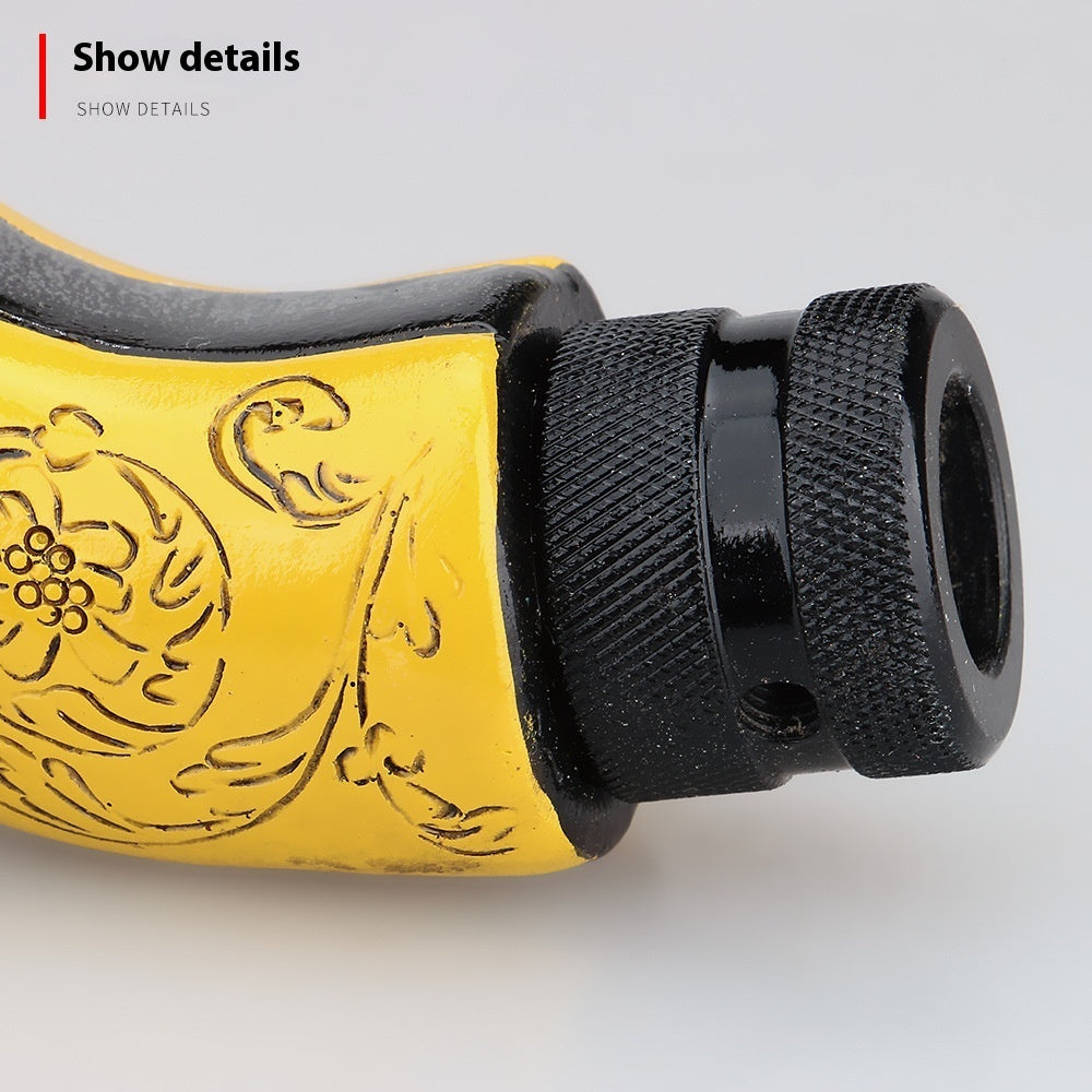 Custom resin gear shift knob in yellow with intricate floral design for car modification enthusiasts