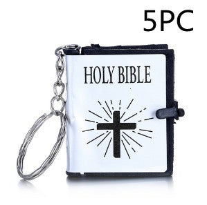 Mini English HOLY BIBLE Key Chains Real Paper Readable Bible Christian Keyrings Car Key Chains