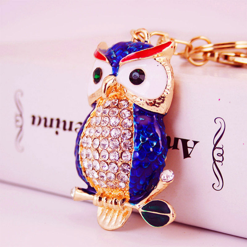 Creative Cartoon Diamond Owl Car Keychain Pendant