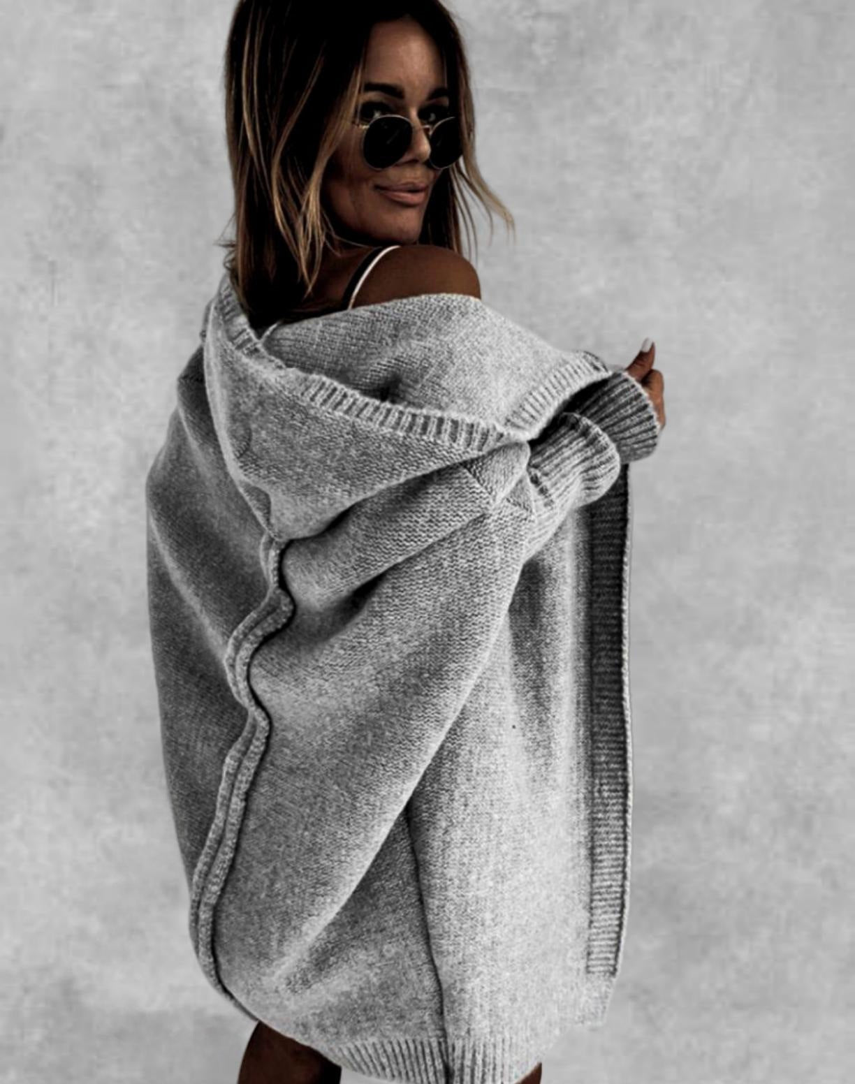 Women's Solid Color Hooded Cardigan Sweater