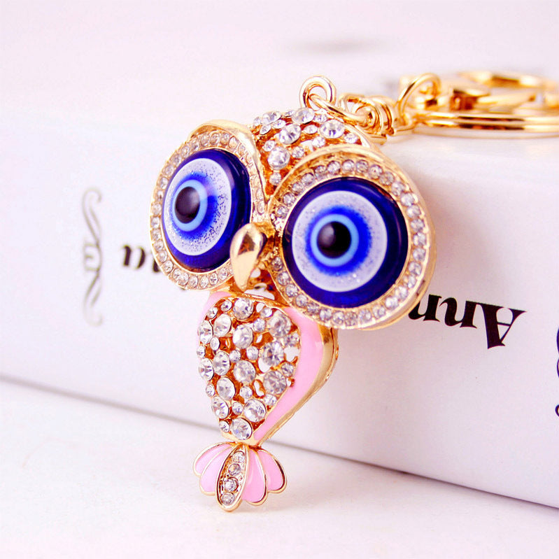Creative Cartoon Diamond Owl Car Keychain Pendant