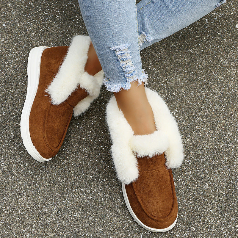 Plush Fur Ankle Boots for Warm Winter Wear