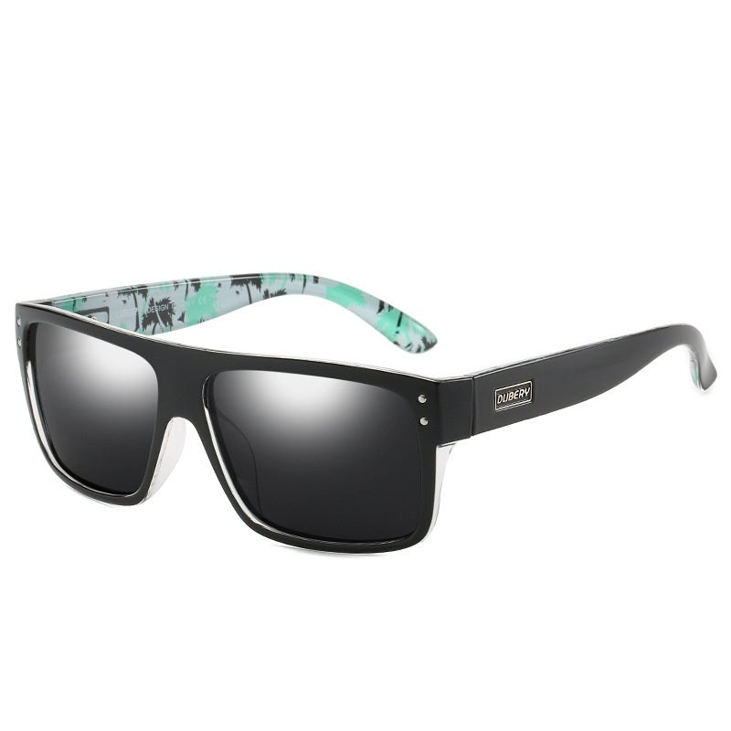 Sheila Merchandise polarized fishing sunglasses with black frame and patterned green inner arms