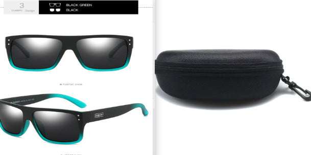 Sheila Merchandise polarized fishing sunglasses in black green with hard protective carrying case