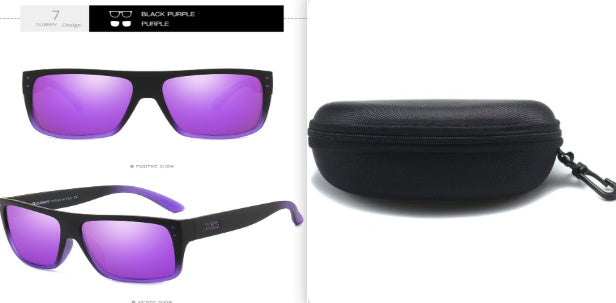 Sheila Merchandise polarized fishing sunglasses with black purple frame and protective hard case