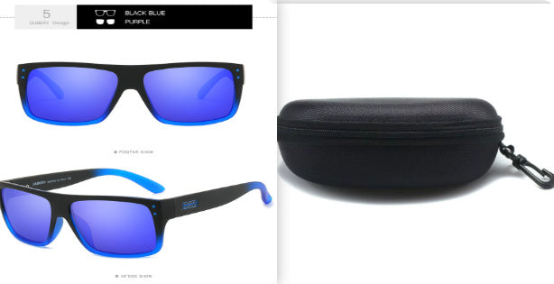 Sheila Merchandise black blue polarized fishing sunglasses with blue lenses and protective carrying case