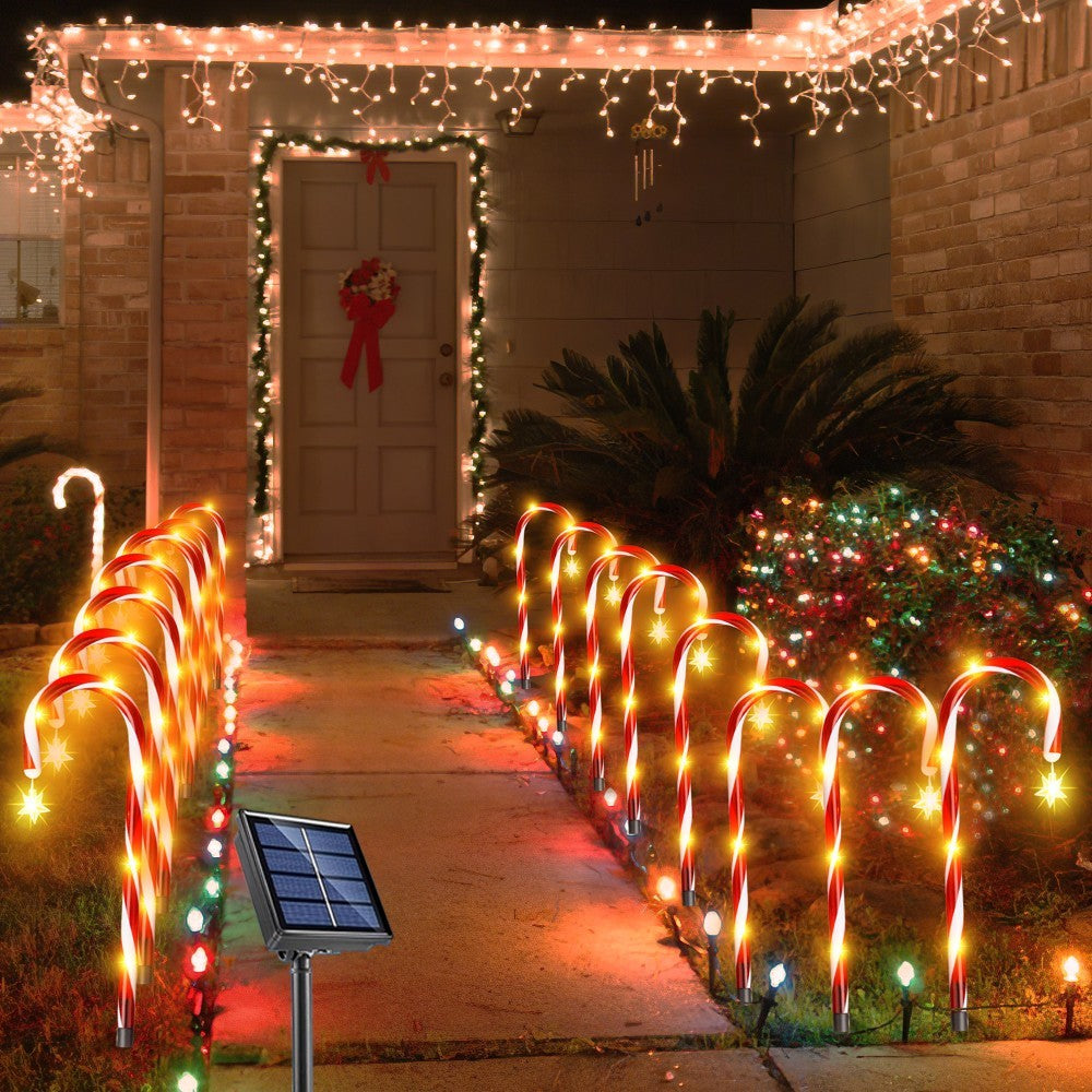 🎄 Christmas Solar Candy Cane Lamp Set of 8 – Brighten Your Holiday Nights!