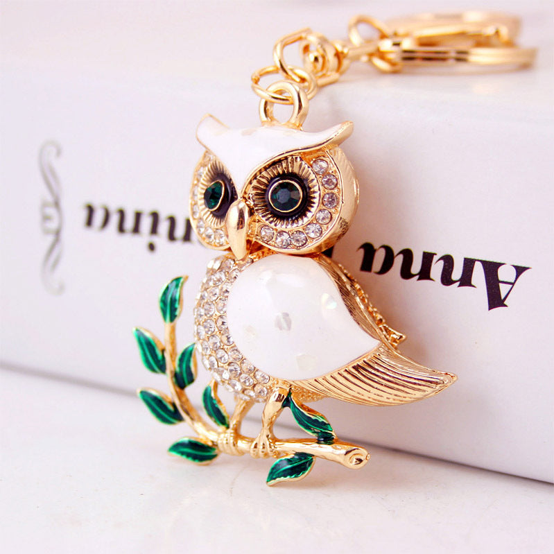 Creative Cartoon Diamond Owl Car Keychain Pendant
