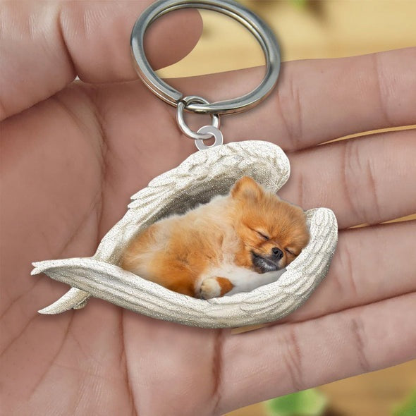 Angel 🪽 wings covering are sleeping bestie fur buddies memories Keychain