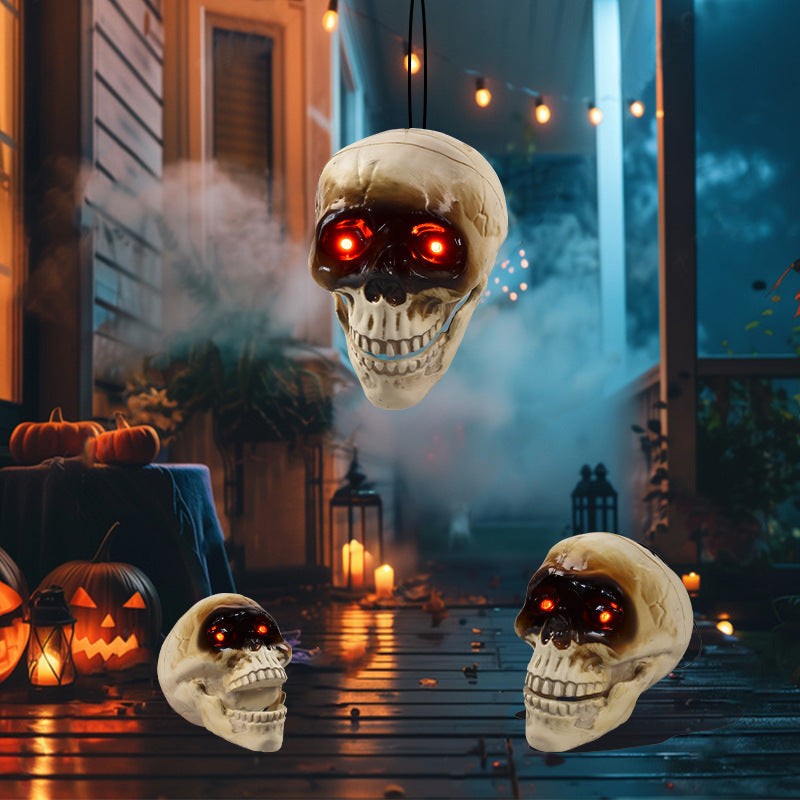 Animated Floating Skeleton Decorations Realistic Halloween Skull Head Halloween Decorations Scary Sound Spooky Decoration