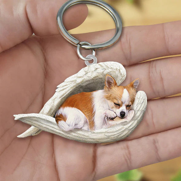 Angel 🪽 wings covering are sleeping bestie fur buddies memories Keychain