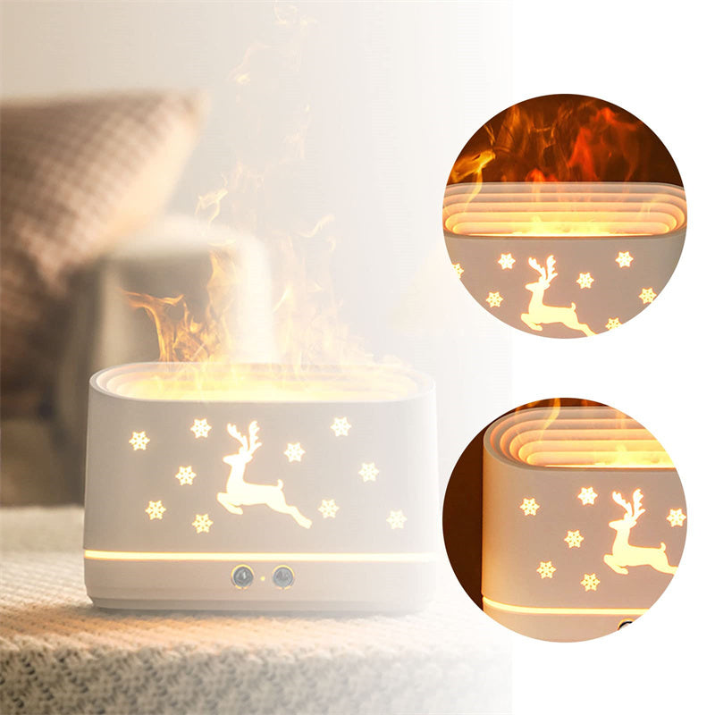Sheila Merchandise Elk flame humidifier diffuser with warm light and reindeer design for cozy ambiance