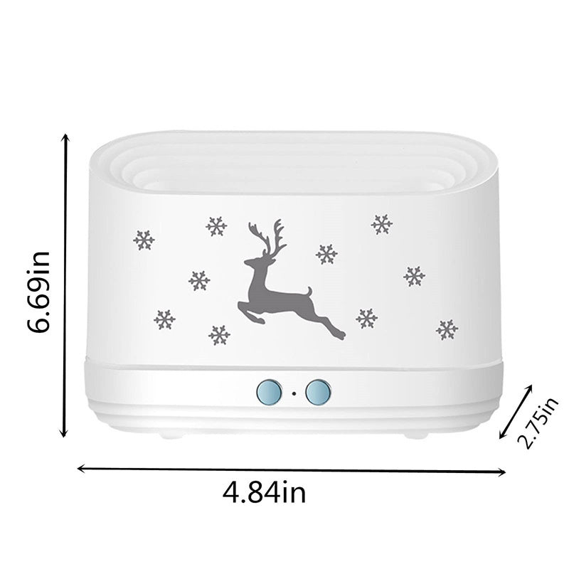 Sheila Merchandise Elk flame humidifier diffuser white with reindeer and snowflake design and blue buttons