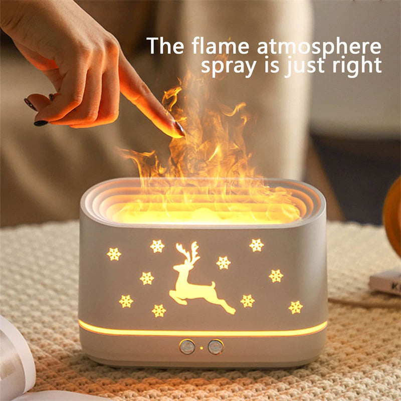 Elk flame humidifier diffuser with glowing elk design and warm flame atmosphere for cozy room ambiance