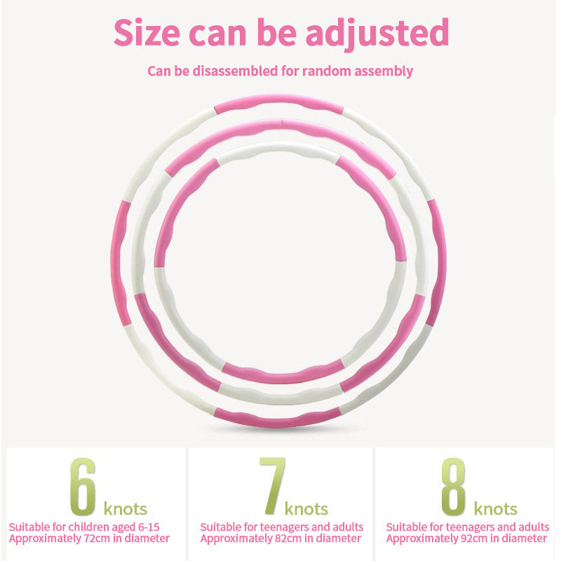 Adjustable exercise hoop for weight loss with 6 to 8 knots suitable for ages 6 to adults