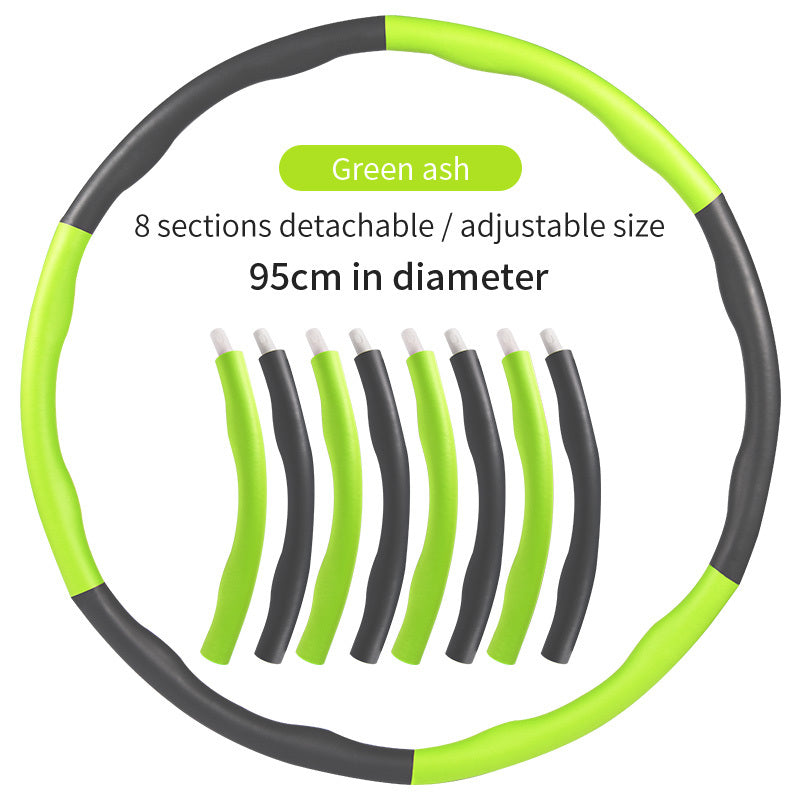 Green ash detachable exercise hoop for weight loss with 8 adjustable sections and 95cm diameter